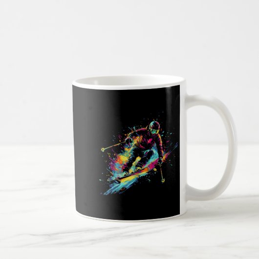 Wintersports Alpine Paint Splash Skier Snow Ski Bo Kaffeetasse (Rechts)