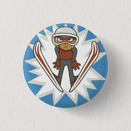 Wintersportski Jumper Flair Pinback Button (Vorderseite)