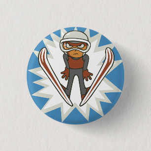 Wintersportski Jumper Flair Pinback Button