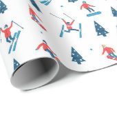 Wintersportski Snowboarden Muster Geschenkpapier (Rolleneckpunkt)
