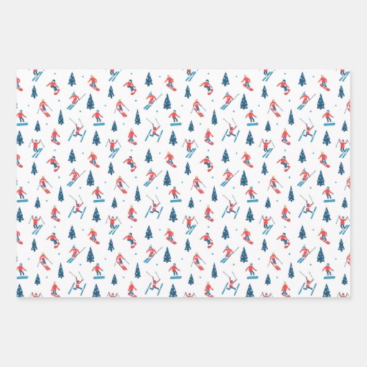 Wintersportski Snowboarden Muster Geschenkpapier Set (Vorderseite 2)