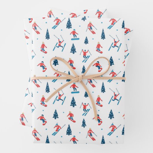 Wintersportski Snowboarden Muster Geschenkpapier Set (Beispiel)