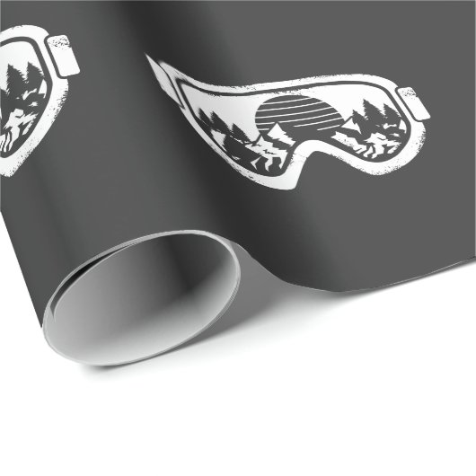 Wintersportskigebiet Schneebrett Landschaftsgogge Geschenkpapier (Rolleneckpunkt)