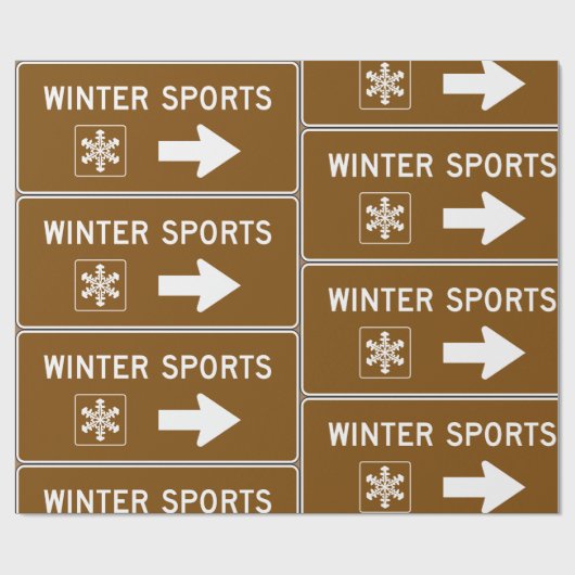 Wintersportstraßensignatur Geschenkpapier (Flach)
