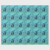 Wintersportthema Snowboarden Grün und Blau Geschenkpapier (Flach)