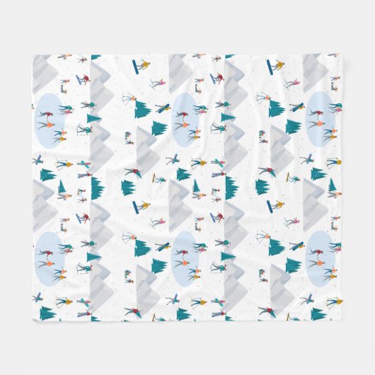 Wintersporturlaub Fun Muster Fleecedecke (Vorderseite (Horizontal))