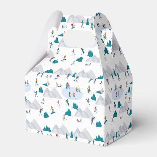 Wintersporturlaub Fun Muster Geschenkschachtel (Rückseite)