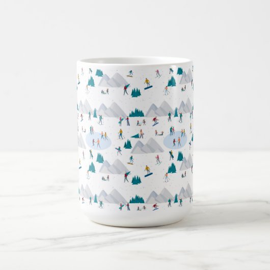 Wintersporturlaub Fun Muster Kaffeetasse (Mittel)