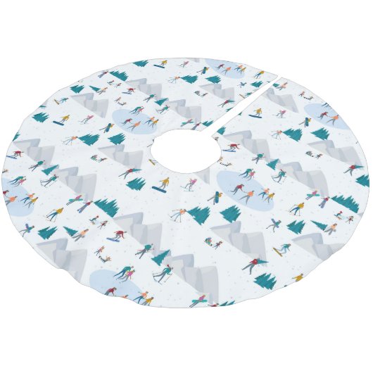 Wintersporturlaub Fun Muster Polyester Weihnachtsbaumdecke (Schrägansicht)