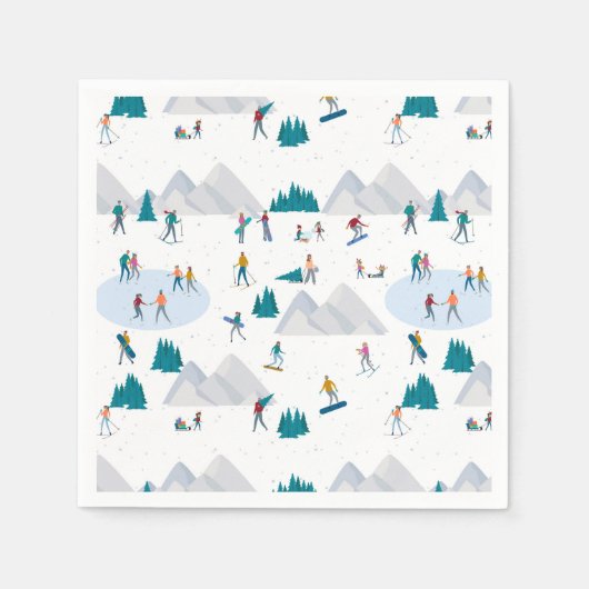 Wintersporturlaub Fun Muster Serviette (Vorderseite)