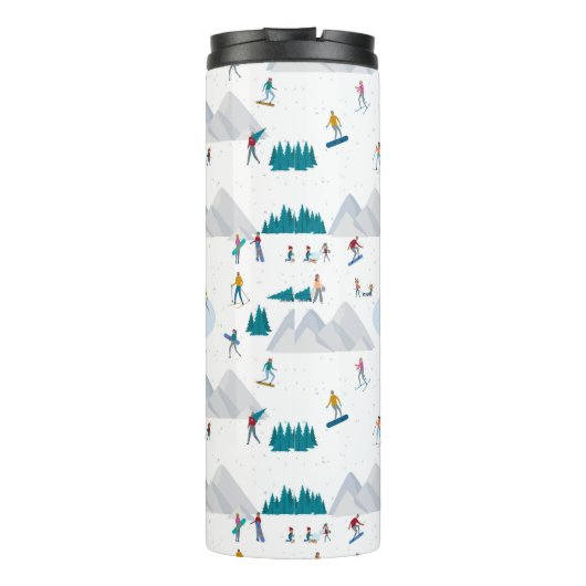 Wintersporturlaub Fun Muster Thermosbecher (Rückseite)