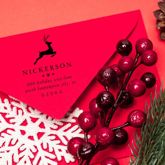 Winterspringen Rentier-Rücksendeadresse Gummistempel