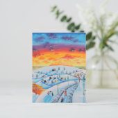 Winterstadt Volkskunst Winterlandschaft Postkarte (Stehend Vorderseite)