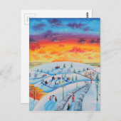 Winterstadt Volkskunst Winterlandschaft Postkarte (Vorne/Hinten)