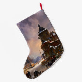 Winterstadtbild mit Frost River Classic Art Großer Weihnachtsstrumpf (Rückseite (Hängend))