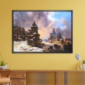 Winterstadtbild mit Frost River Classic Art Leinwanddruck (Insitu (Wohnzimmer))