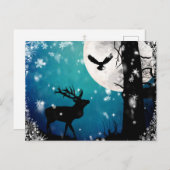 Winterstag Moon Owls Postkarte | Mystischer Wald (Vorne/Hinten)