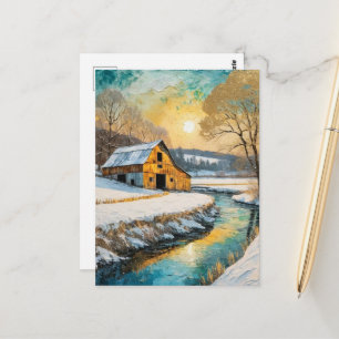 Winterstall entlang des Bachs Postkarte