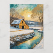 Winterstall entlang des Bachs Postkarte (Vorderseite)