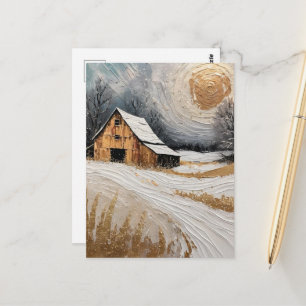 Winterstall mit goldenen Details Postkarte