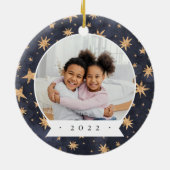 Winterstars Doppelseitiges Personalisiertes Foto Keramik Ornament (Hinten)