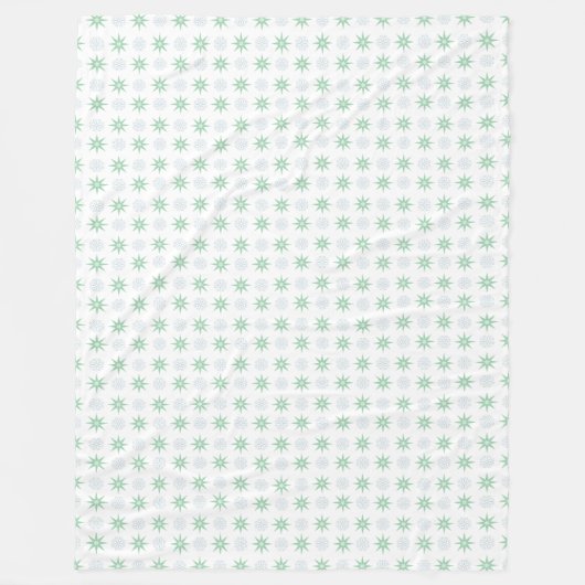 Winterstars und Schneeflocken Weißes Muster Fleecedecke (Vorderseite)