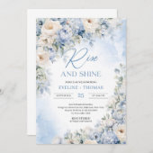 Winterstaubblaue und Elfenbein-Blume erheben sich Einladung (Vorne/Hinten)