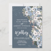 Winterstaubblauer Blütenschnee Hochzeit Einladung (Vorderseite)