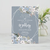 Winterstaubblauer Foto Hochzeitszitat Einladung (Stehend Vorderseite)