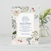 Winterstaubblauer Schnee im Brautparty der Liebe Einladung (Stehend Vorderseite)