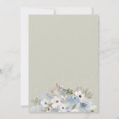 Winterstaubblaues, blumengrünes Brautparty Einladung (Rückseite)