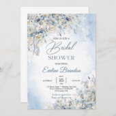 Winterstaubblüten Elfenbein-Rose Eukalyptus Einladung (Vorne/Hinten)