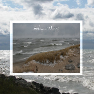 Winterstrand, Wellen, Lake Michigan Indian Dunes Postkarte