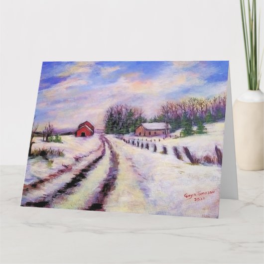 Winterstraße Origne Landschaft Art Grußkarte Karte (Vorderseite)