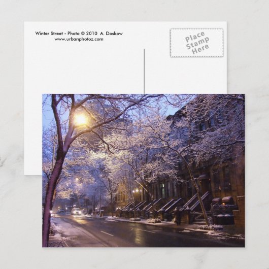 Winterstraße Postkarte (Vorne/Hinten)