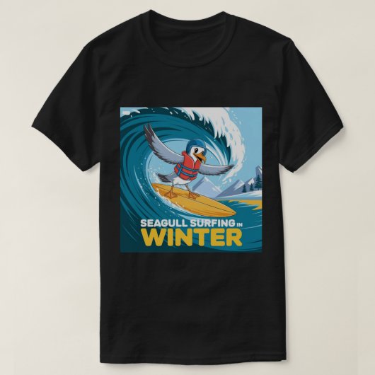 Wintersurfer Seagull, Seagull Surfen, Seagull T-Shirt (Design vorne)