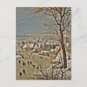 Winterszene an einem Teich mit Vögeln Postkarte