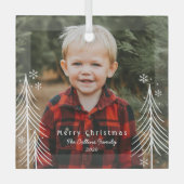 Winterszene Custom Foto Weihnachtsdekoration Ornament Aus Glas (Vorderseite)