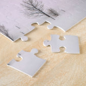 Winterszene, Hügel und Bäume, Hütte Puzzle (Seite)