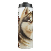 Winterszene Husky Thermosbecher (Vorderseite)
