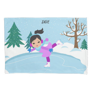 Winterszene Ice Skaten personalisiert KissenCase Kissenbezug