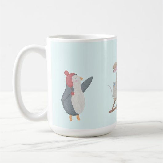 Winterszene in süße Tier Kaffeetasse (Links)