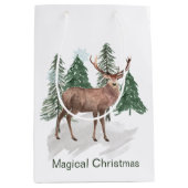 Winterszene mit Kiefern und Weihnachten im Dez Mittlere Geschenktüte (Vorderseite)