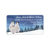 Winterszene mit Pinguinadresse Adressaufkleber (Vorne)