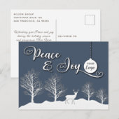 Winterszene Peace & joy - Firmenlogo Holiday Feiertagspostkarte (Vorne/Hinten)