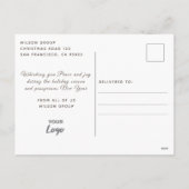 Winterszene Peace & joy - Firmenlogo Holiday Feiertagspostkarte (Rückseite)