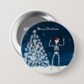 Winterszene u. -skelett "der frohen Weihnachten" Button (Vorne & Hinten)