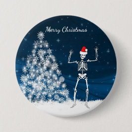 Winterszene u. -skelett "der frohen Weihnachten" Button