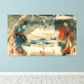 Winterszene - Vintages japanisches Kunsttriptychon Leinwanddruck (Insitu (Holzboden))
