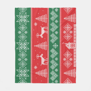 Winterszene: Vintages nahtloses Muster Fleecedecke